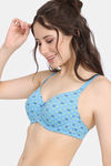 Rosaline Padded Wired 3/4th Coverage T-Shirt Bra - Horizon Blue — thumbnail 3
